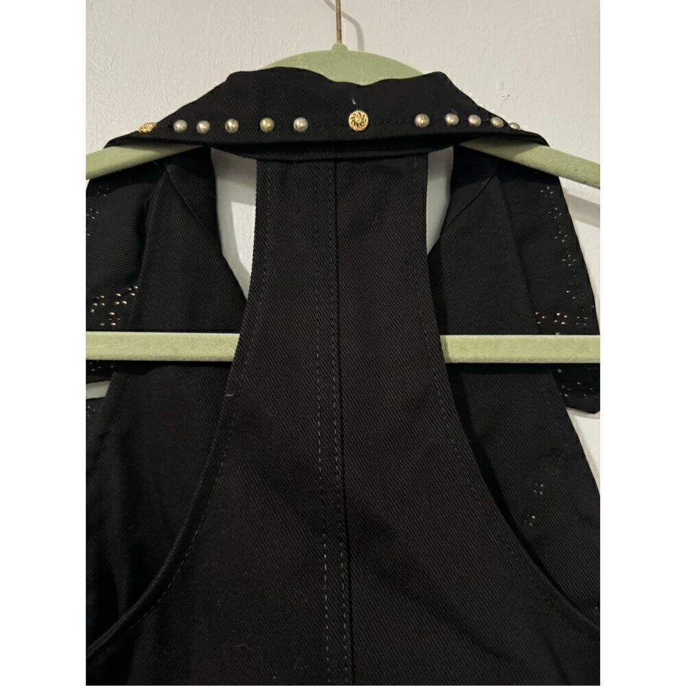 Jean Vest black studded zip front Embellished M - Picture 5 of 10